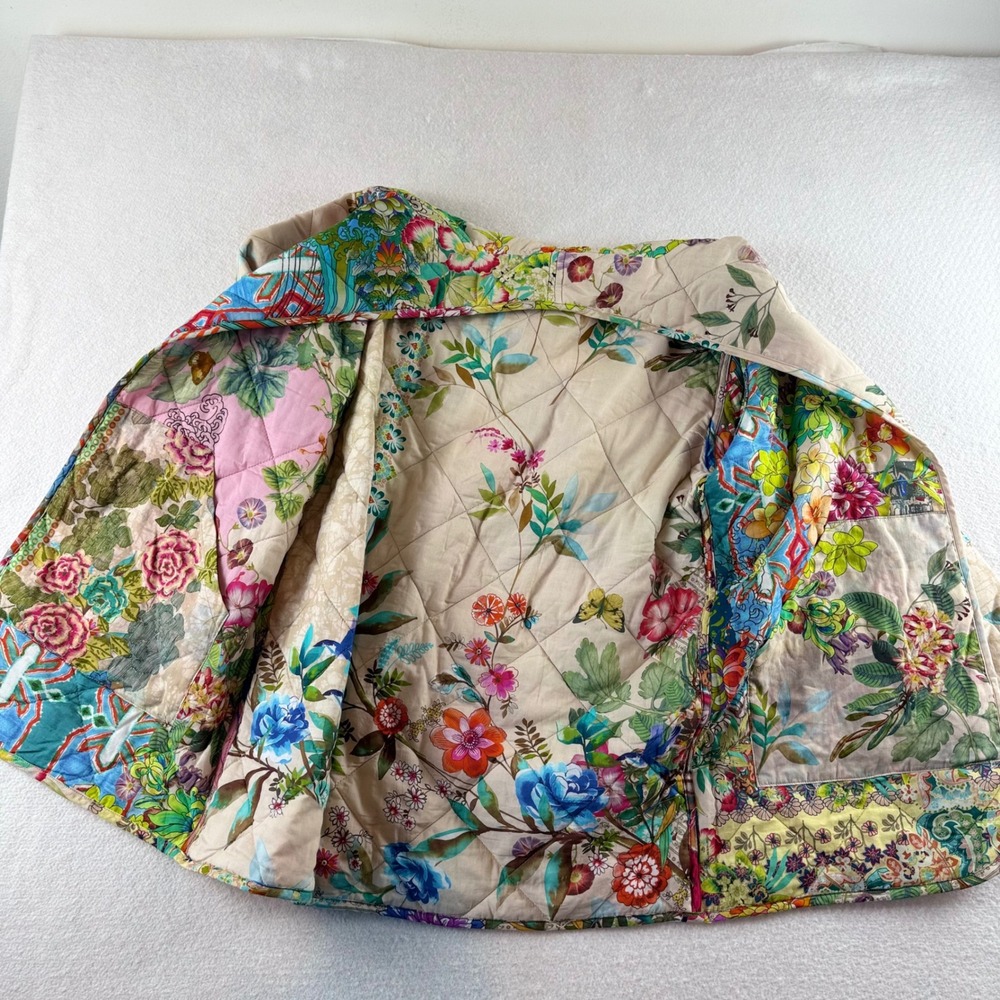Johnny Was Dreamer Quilted Jacket Womens Multicolor Floral Patchwork Boho L - Picture 5 of 8